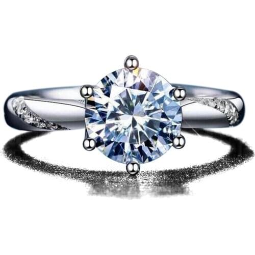 Classic 6 Claws Design Women Wedding Band Jewelry Ring Shine Cubic Zirconia Party Luxury Female Ring Simple Design
