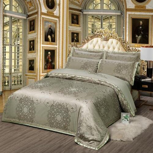 European Slap-up Style Satin Jacquard Embroidered Cotton Clipped Sheet Bedding Set Duvet Cover Pillowcase King Queen 4 Pcs