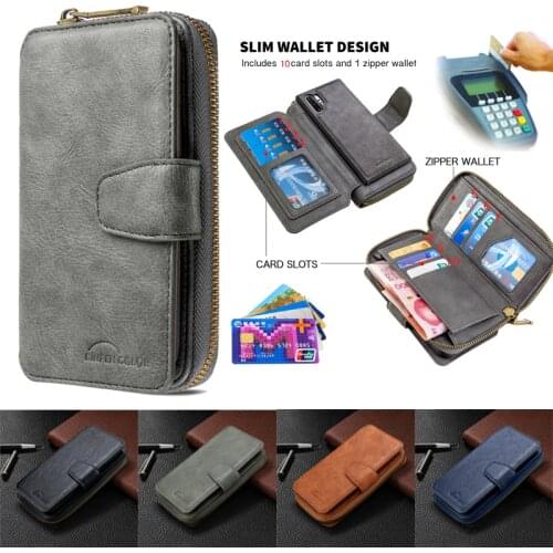 Retro Zipper Purse Leather Case for Samsung Galaxy Note 10 S10 Lite S20 Ultra S10E S9 Plus Magnetic Wallet Multi Card Cover Bags