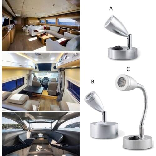12V Reading Lamp RV Boat Bedside 180 Degree Adjustable LED Light for Boat Yacht Camper Rotatable Wall Sconce Reading Spotlight