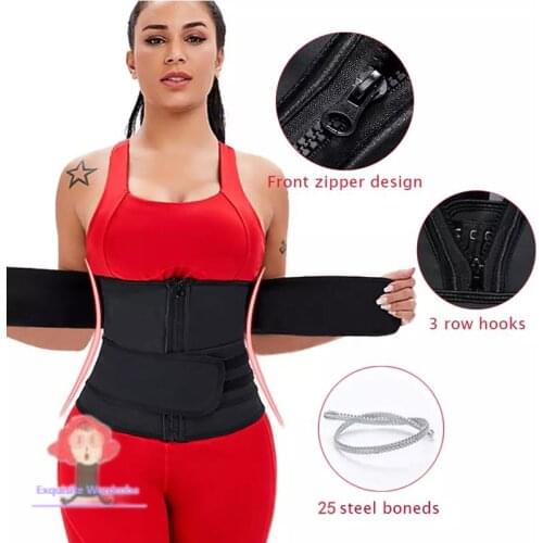 Latex Waist Trainer Sweat Sport Shaper Belly Control Straps Removable Double Belt Button Zipper Logo Print 25 Steel Bones
