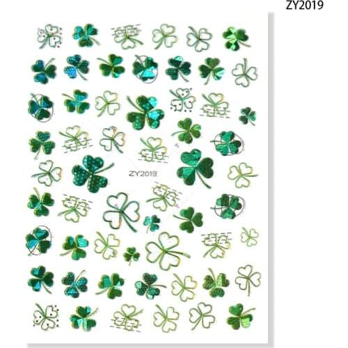 Laser Ginkgo Leaf Design Nail Decal Self-adhesive Nail Sticker Lucky Four-leaf Clover Nail Sticker Watermark Manicuring Nail Art
