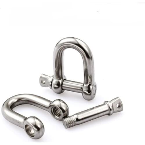 M4 M5 M6 M8 M10 M12 M14 M16 Straight D Shackle Short Stainless Steel Breaking D Rigging Shackle Hooks boat rigging hardware