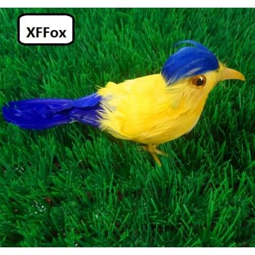 Cute real life blue&yellow bird model foam&feather simulation bird doll gift about 22cm xf0879