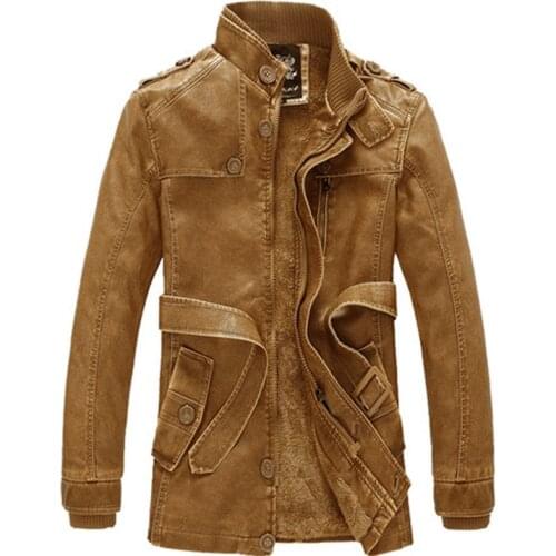 Motorcycle Leather Jacket Men Windproof Slim Fit Windbreakers Stand Collar Faux Leather Pu Coat Fleece Thicken Winter Jacket Men