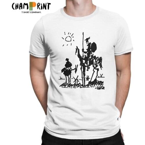 Mens T-Shirts Picasso Art Painting Funny Cotton Tee Shirt Short Sleeve Don Quixote knight T Shirts Clothes Birthday Present