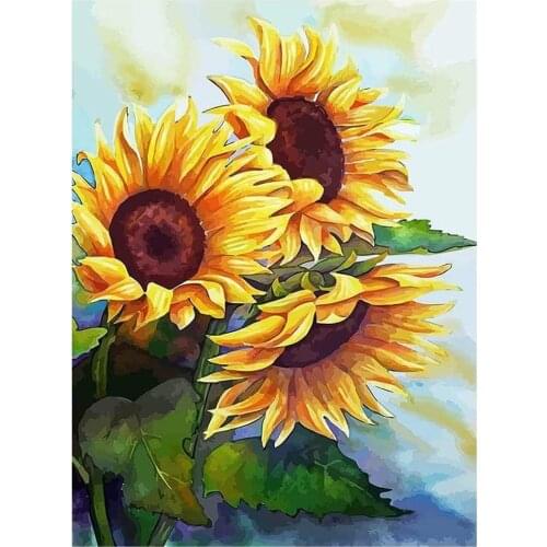 Flower Sunflower DIY Embroidery 11CT Cross Stitch Kits Needlework Craft Set Printed Canvas Cotton Thread Home Decoration Sale