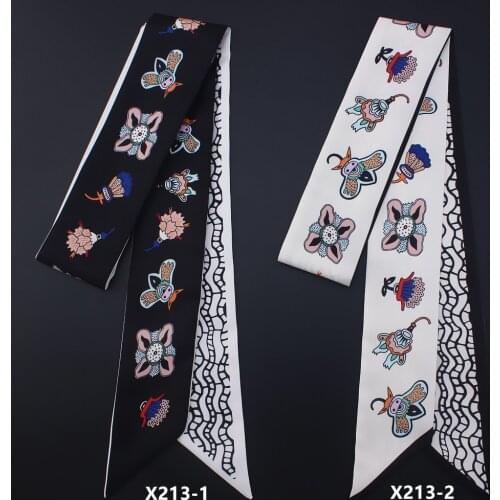 Wholesale Luxury Brand Bee Print Woman New Lady Silk-like Riband Scarves Bag Scarf Small Ribbon Hair Band Bandeaus Drop Shipping