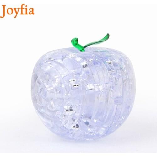 Apple Shape Puzzles For Children Adult Puzzle with Flashing Light DIY Kids Puzzles 3D Crystal Puzzle Jigsaw Assembly Model Toys