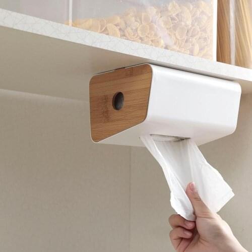 Hanging Tissue Box Napkin Holder Wooden Lid Tissue Case Paper Holder Bathroom Kitchen Paper Storage Rack Shelf Box Container