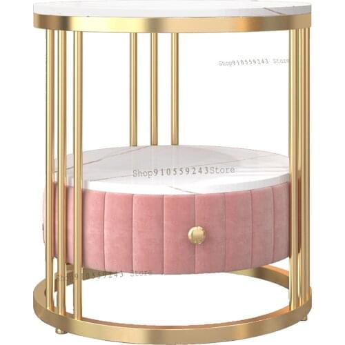 Nordic Side Table Light Luxury Marble Small Coffee Table Simple Modern Creative Sofa Side Cabinet Bedside Round Table Iron Corne