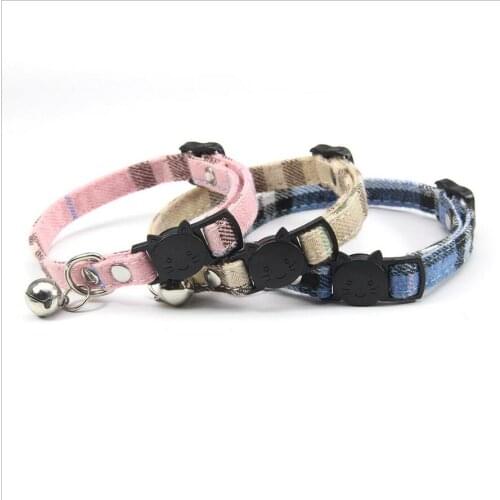 ADEWEL Adjustable Adjustable Puppy Cute Pet Collars Plaid Cat Collars With Bell Kitten Necklace For Small Medium Chihuahua Dogs