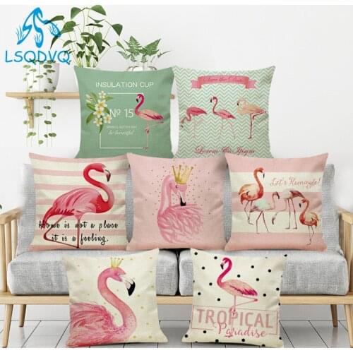 Wedding Party Gift Flower Birds Cushion Cover Flamingo Home Office Car Sofa Decorative Pillow Case For Sofa Car Home