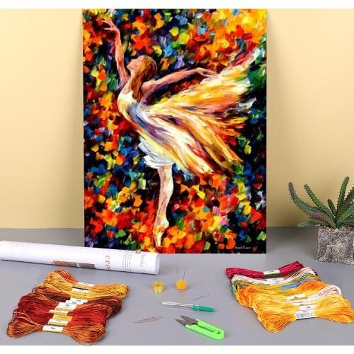 The Beauty Dance Printed Water-Soluble Canvas 11CT Cross-Stitch Complete Kit Embroidery DMC Threads Hobby Jewelry