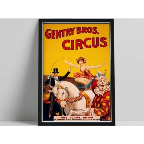 Vintage Circus Printed Poster, Gentry Brothers Circus 1922 Show Publicity Art Prints, Nostalgic Style Vaudeville Home Wall Decor