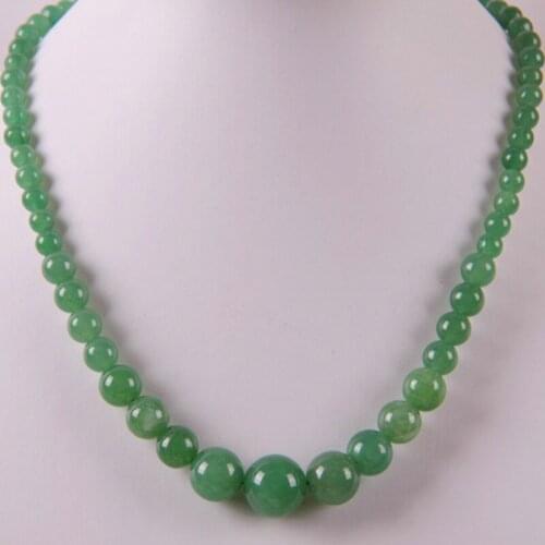 Green Aventurine Graduated Round Beads Necklace 18 Inch Jewelry For Woman Gift F201
