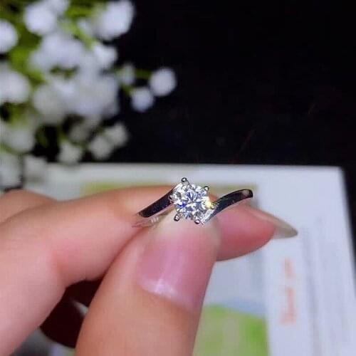 0.5ct 5mm 6 Prong Moissanite Solarite Ring 925 Real Sterling Silver Engagement Wedding Rind Lab Diamond For Women