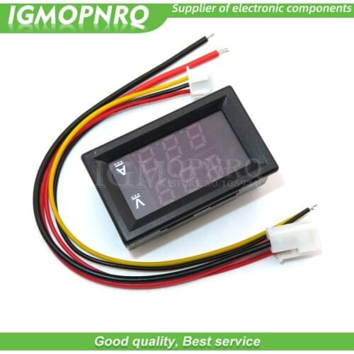 1pcs DC 0-100V 10A Digital Voltmeter Ammeter Dual Display Voltage Detector Current Meter Panel Amp Volt Gauge 0.28" Red Blue LED