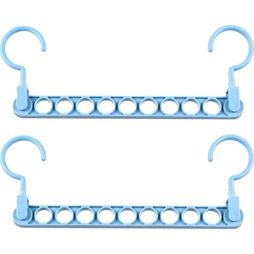 2pcs Dual Hook Closet 9 Hole Clothes Hanger Home Organizer Storage Bag Drying Rack Rotatable Multifunctional Space Saving Towel