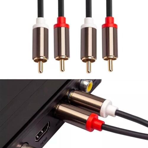 3/2/1M Aluminum Alloy Gold-Plated 2RCA to 2 RCA Stereo Audio Cable Signal Cord for Mixer Amplifier Adapter All copper wire