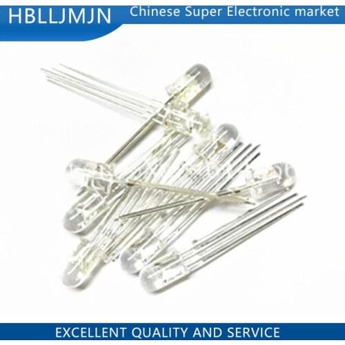 50PCS 5mm RGB LED Common anode Tri-Color Emitting Diodes f5 Diffused