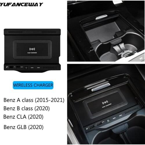 Car wireless charger for Benz AMG A35L W177 W246 A180 A200 B200 GLB 2019 2020 wireless phone holder for iPhone8 fast charging