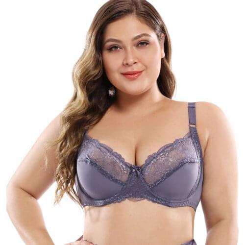 TELIMUSSTO Womens Large Cup B C D E F Unlined Bra Full Cup Lace Bras Plus Size 38 40 42 44 46 48 50 Floral Underwired Bralette