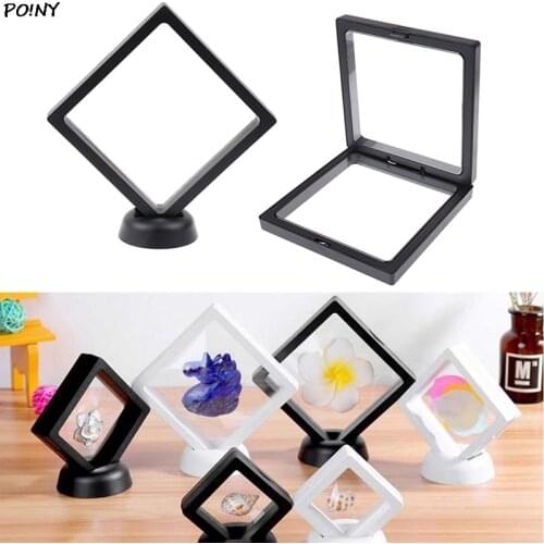 ABS Cases Displays Square 3D Albums Floating Frame Holder Black White Coin Box Jewelry Display Show Case For Wedding
