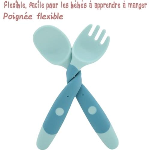 Baby Spoon Fork Childrens Tableware For Kids Child Fork Silicone Tableware Kids Baby Cutlery Silicona Bebe Spoons for Toddlers