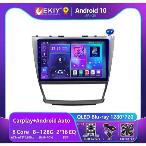 EKIY 6+128G 8 CORE Autoradio Android 10 For Toyota Camry 40 2007-2011 Car Radio Multimedia Blu-ray IPS Screen Navi GPS no 2din