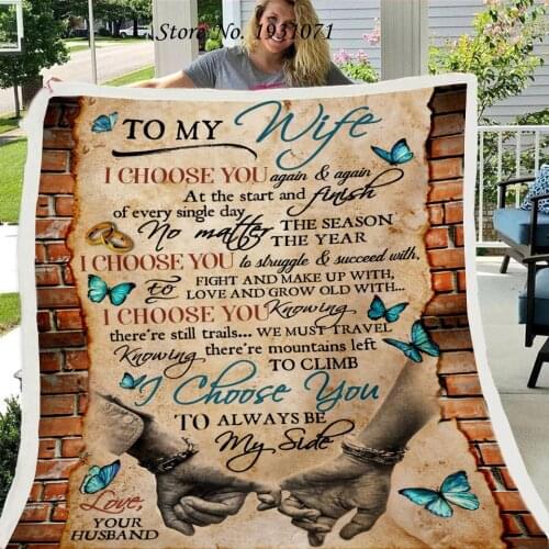 Gift Letter To My Wife 3D Printed Fleece Blanket for Beds Thick Quilt Fashion Bedspread Sherpa Throw Blanket Adults Kids 05