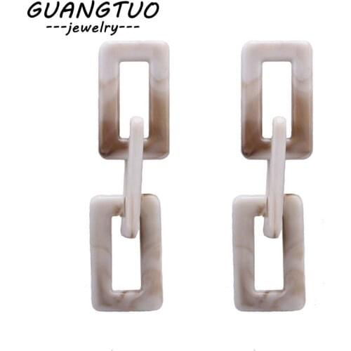 Geometric Square Acrylic Chain Drop Earrings For Women Fashion Ear Jewelry Statement Dangle Brincos Femmes Party Gift EB2189