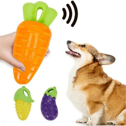 Dog Toy Plastic Squeak Carrots Corn and Eggplant Bite Resistance 2 Size Dog Interactive Toys