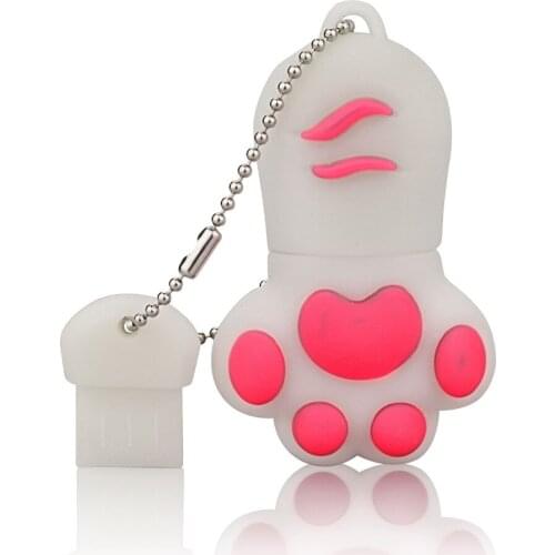 J-boxing White USB Flash Drive 32GB Lovely Cat Claws Pendrive 16GB Memory Sticks Women 64GB Thumb Drive for Computer Mac Tablet