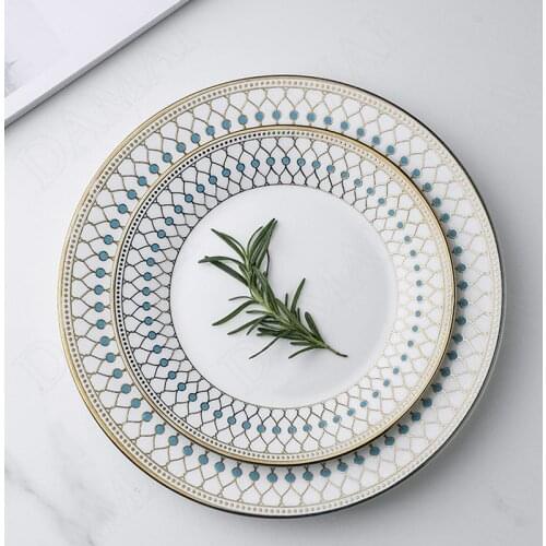 Golden Stroke Ceramics Plate European Style Fruit Salad Plate Western Pasta Dish Dining Table Main Course Kitchen Utensils Trays