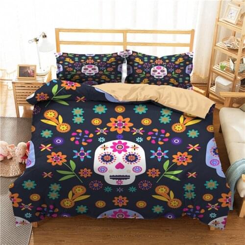A Bedding Set 3D Printed Duvet Cover Bed Set Horror Skull Home Textiles for Adults Bedclothes with Pillowcase #KL49
