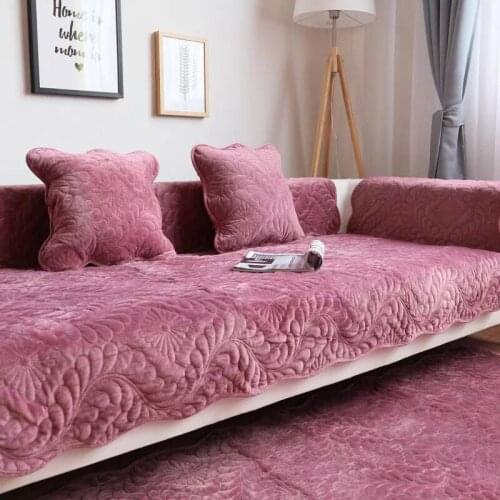 Short Plush Sofa Towel Winter European-style Brief Sofa Cover Solid Color Non-slip Couch Cover Universal for Living Room