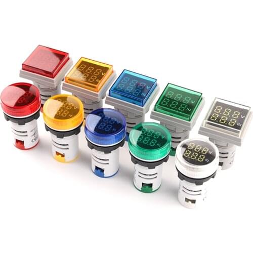 Square Round 22mm AC 50-500V 0-99 Hz Digital Display Voltage Hertz meter Frequency Voltage Tester Meter Indicator Signal Light