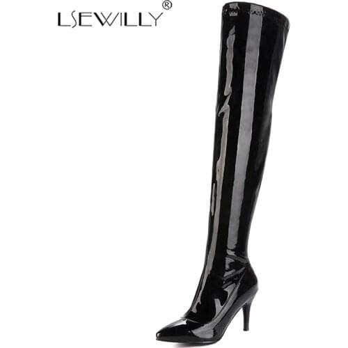 Lsewilly New thigh high boots women zip pointed toe autumn sexy high heels over the knee boots ladies Night Club Shoes K131