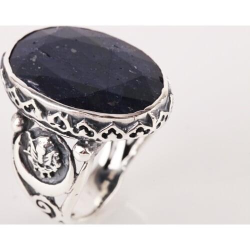 UM US JEWELRY Sapphire Cubic Zirconia 925 Sterling Silver Men Ring