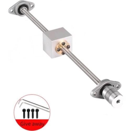 3D Printer CNC T8 Screw Set Horizontal Screw Rod or Vertical Screw Rod Pitch2mm Lead8mm Length100mm200mm300mm450mm500mm800mm
