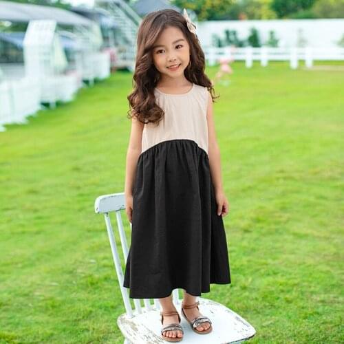 New 2021 Kids Dresses for Girls Baby Midi Dress Girl Elegant Dress Cotton Children Summer Sundress Toddler Patchwork Dress,#5565