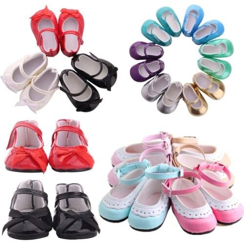 7Cm Doll Shoes PU Sequins Shoes For 43Cm Baby New Born Reborn Doll&18 Inch American Our Generation Girl`s Toy 1/3