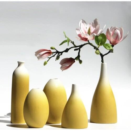 Originality vase decoration home Modern grind ceramic vases Tabletop ceramic vase home decoration Blue and Yellow