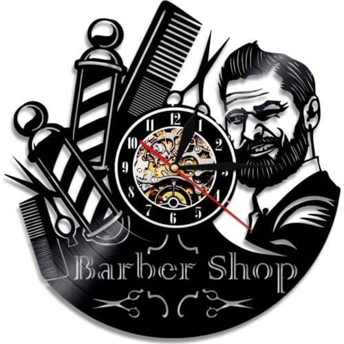 Hairdresser Hairstyle Wall Clock Hair Care Vinyl Record Wall Clock Barber Shop Hairdresser Decor LED Illuminated LED Light Gift