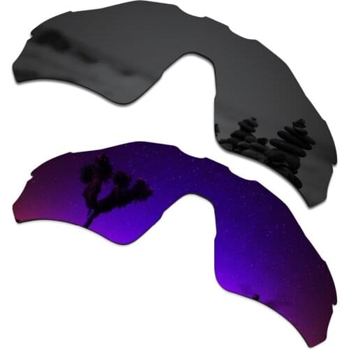 SmartVLT 2 Pieces Polarized Sunglasses Replacement Lenses for Oakley Radar EV Path Stealth Black and Plasma Purple