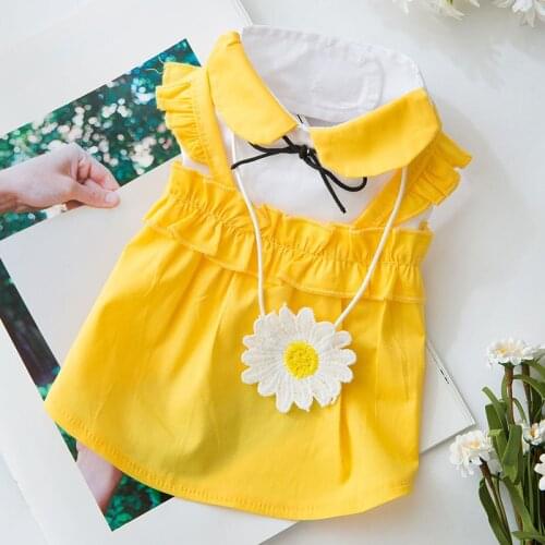 Spring And Summer New Pet Cute Sunflower Flower Clothes Puppy Clothes Princess Small Dog Teddy Pet Cat Vest Skirt Cotton