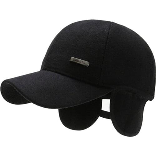 Snapback Cap Middle-aged Mens Winter Warm Earmuff Hats Cotton Baseball Caps For Men Casual Sports Cap Adjustable Size Dads Hat