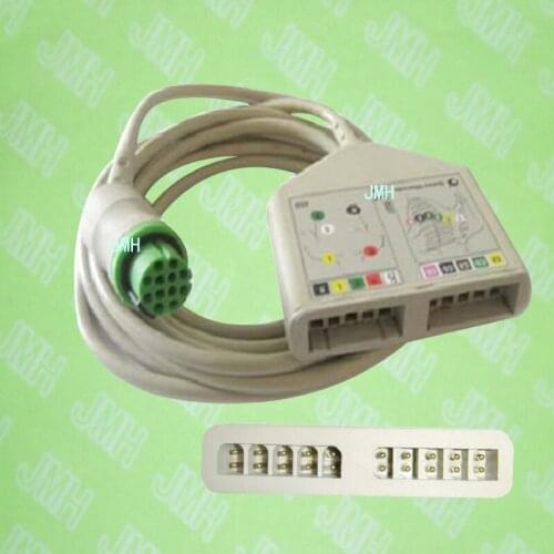 Compatible with 12 pin Datex-Ohmeda S/5 ECG Machine the multi-link 10-lead trunk cable,AHA or IEC