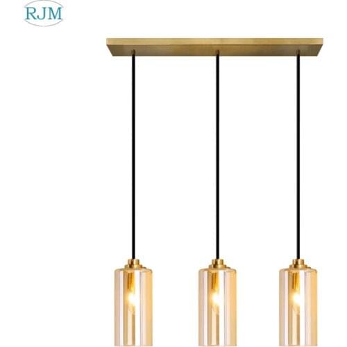 Post-modern Copper Single Head LED Pendant Light Simple Glass Art Designer Light Luxury Hang Lamp Bedside Living Room Cafe Decor